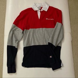 Champion rugby color block embroidered logo polo shirt